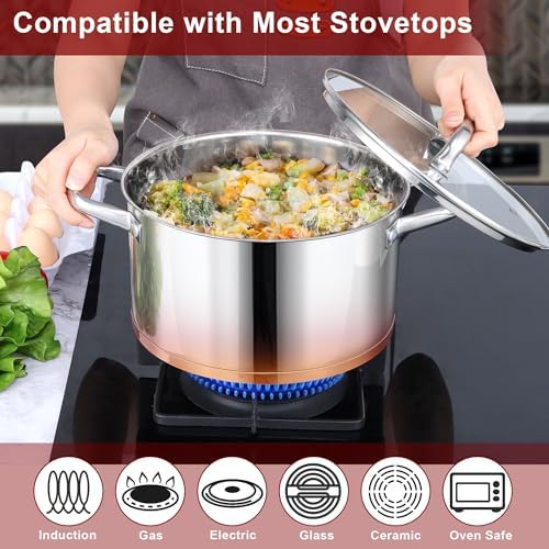 LIANYU 6 QT Stainless Steel Stock Pot, Tri-Ply Base Cooking Soup Pot