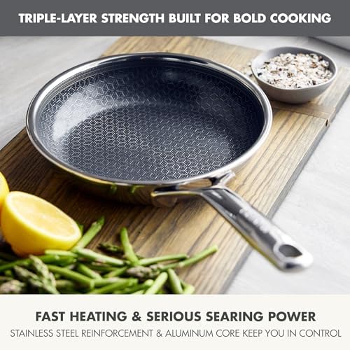GreenPan Spectra 8" Frying Pan Skillet, Hybrid Tri-Ply Stainless Steel, PFAS-Free Ceramic Nonstick Textured Cooking Surface, Induction Cookware, Dishwasher Safe, Oven & Broiler Temp to 850˚F