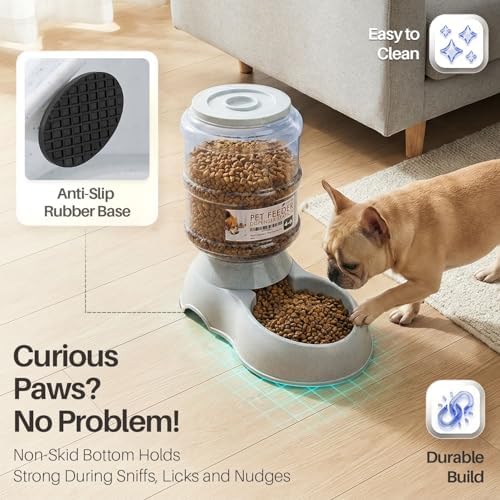 Flexzion Gravity Pet Feeder, Dog and Cat Food Dispenser, 1-Gallon Capacity