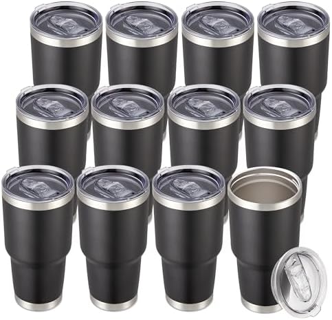 30 oz Tumbler with Lid Stainless Steel Tumblers Bulk, 12 Pack