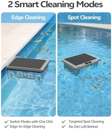 T1B Solar Powered Pool Skimmer Robot, Automatic Robotic Pool Surface Skimmer Cleaner with 24/7 Cleaning, Dual Charging Modes, Auto-Dock, Inground & Above-Ground Pools(Gary)