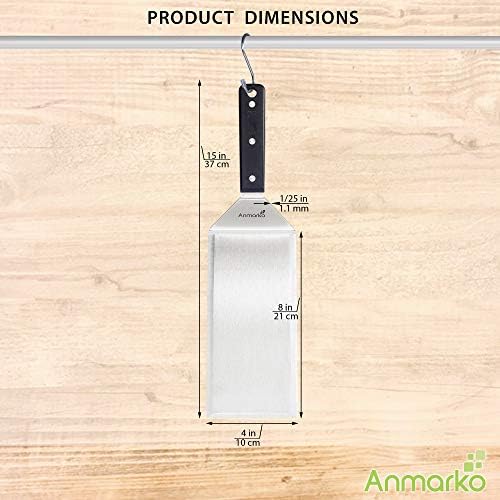 Turner 4x8 Stainless Steel Metal Griddle Spatula - Griddle Accessories 4 x 8 in Hamburger Turner Scraper - Pancake Flipper - Great for BBQ Grill and Flat Top Griddle - Commercial Grade