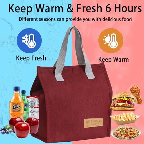 Lunch Bag for Women/Men,Waterproof Reusable Portable Lunch Tote,Lunch Box Bag.Thermal Cooler Bag Ideal for Work/Party/l/Travel/Picnic(Light Red)