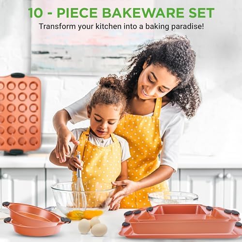 NutriChef 10 Pc Baking Pans Set Nonstick, Cookie Sheet and Pizza Pans