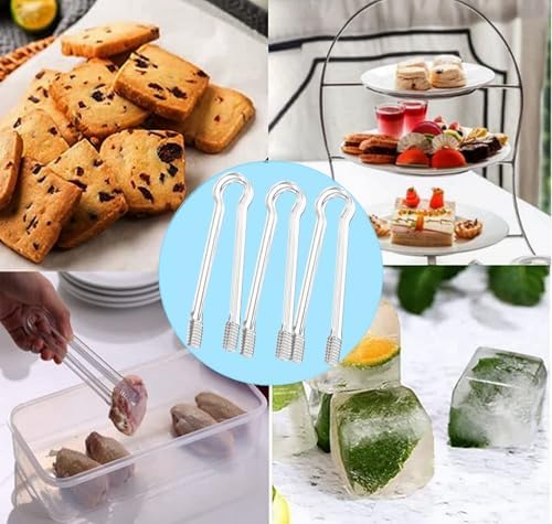 12 pieces 1 oz ladle Set Including 6 Pcs clear small gravy ladle and 6 Pcs Clear Plastic Tongs for Cocktail Whiskey Tea Party Candy Dessert Buffet