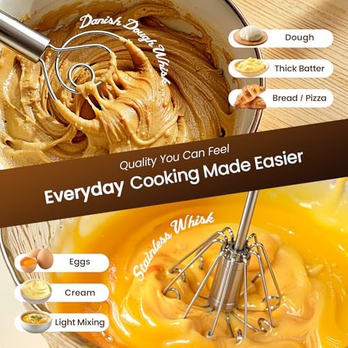 Danish Dough Whisk & Egg Whisk Set for Sourdough Bread, 12 inch