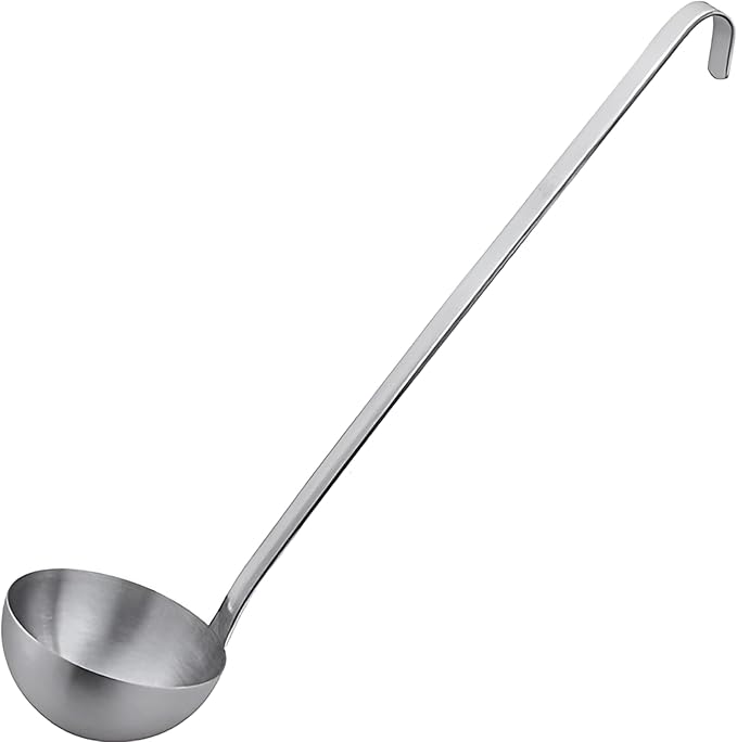 1-Piece Ladle Heavy Duty Thick Stainless Steel - 16 Ounce (5" Bowl Diameter, 16" Handle Length)