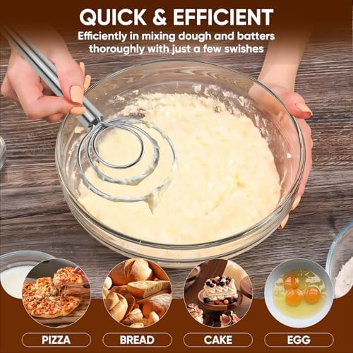 Maxjoy Danish Dough Whisk Stainless Steel for Sourdough Bread