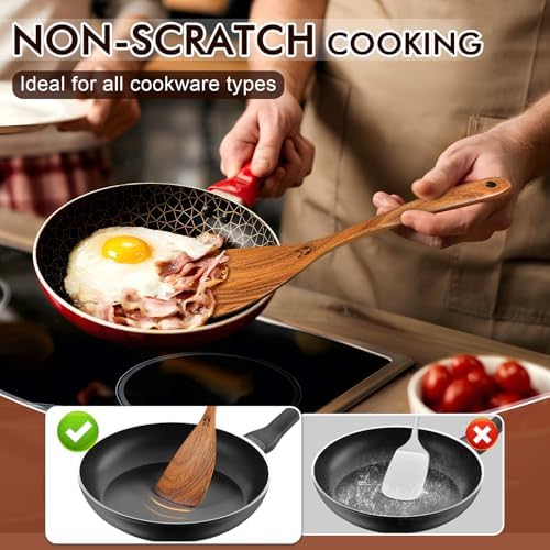 10Pcs Wooden Kitchen Utensils Set, Heat Resistant Wooden Spoons for Cooking