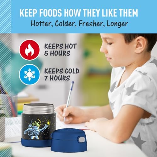 THERMOS FUNTAINER Kids Food Jar with Spoon, 10oz, Space Frog, 10 Ounce (Pack of 6)