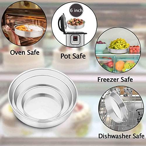 TeamFar Cake Pan, Stainless Steel Round Baking Tier Cake Pans Tins Set of 5