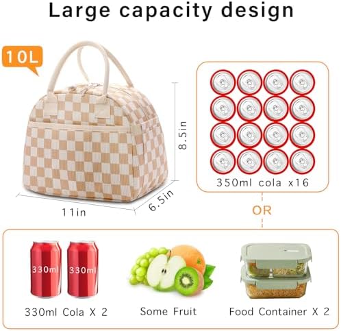 Carry bloom Lunch Box for Women, Insulated Lunch Bag Cute Corduroy Lunchbag