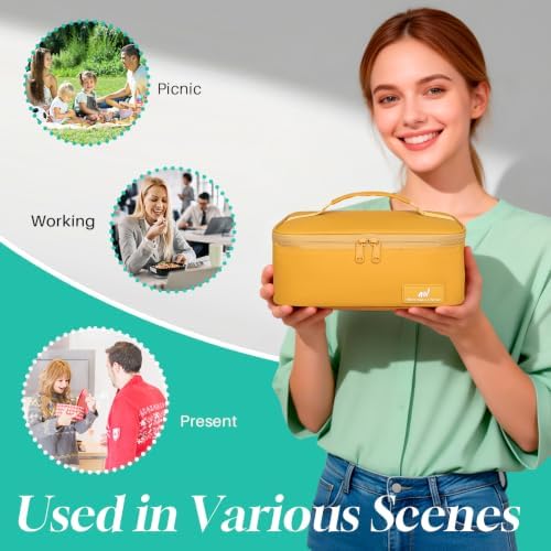 NOL Insulated Lunch Bag for Adults –Compact Cooler Lunch Box with Food-Grade Lining, Waterproof Lunch Bag for Work, Travel | Portable Thermal Meal Tote with Handle,Earth-yellow