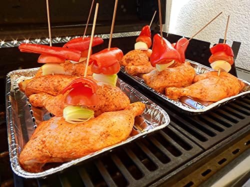 30-Pack Disposable Grill Toppers, Aluminum Foil Grill Pans with Holes, Grill Accessories for Barbecue, Outdoor Cooking and Camping
