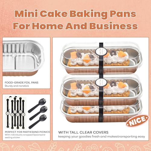 NPLUX Mini Halloween Baking Pans with Lids, 6.8oz 50 Pack for Parties