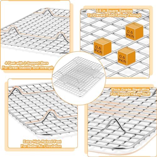 TeamFar Cookie Sheets with Cooling Racks, 2 Pans + 2 Racks, 12.5x9.5x1 Inch