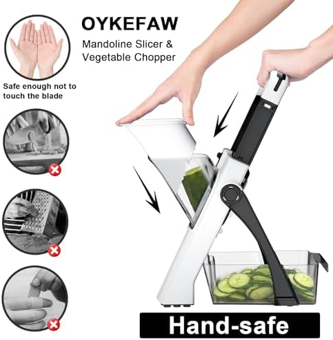 Safe Mandoline Slicer for Kitchen, 6 in 1 Vegetable Chopper, Potato Slicer