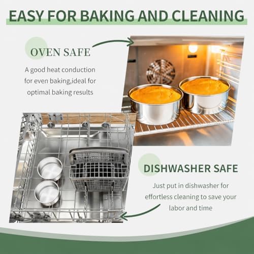 TeamFar 5 Inch Cake Pan Set of 2, Stainless Steel Layer Cake Baking Pan