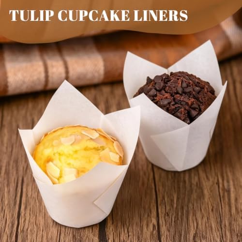 120PCS White Tulip Cupcake Liners for Baking Cups, Muffin Liners Holders