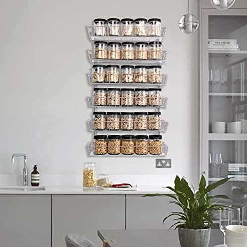 SWOMMOLY Wall Mount Spice Rack Organizer, 6-Tier Adjustable Dual-Use Shelf