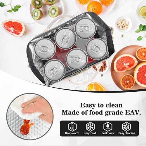 LOKASS Insulated Lunch Bag Women- Reusable 10 L Lunch Box for Women - Leakproof Tote Cooler Bag for Adults Work, Beach, Travel, Picnic （Black&White Diamond Grid）