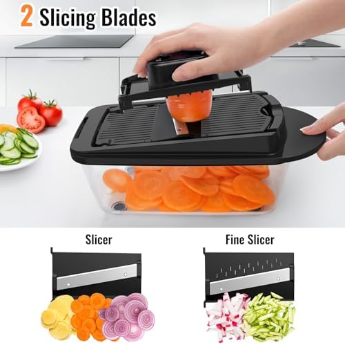 Ukeetap 12-Blade Cook Tool & Gadget Sets, Chopper Slicer Grater Set, Black