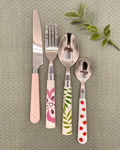 Gypsy Color Eclectic Mosaic Mix & Match Stainless Steel Flatware Collection, Set of 16
