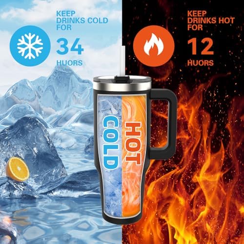 20 oz Tumbler with Handle,Tumbler with Lid and Straw,Double Wall Insulated Cup Stainless Steel Travel Mug(Cold for 34 Hours),Water Bottle for Iced Tea,Coffee,Cold Beverages(Black)