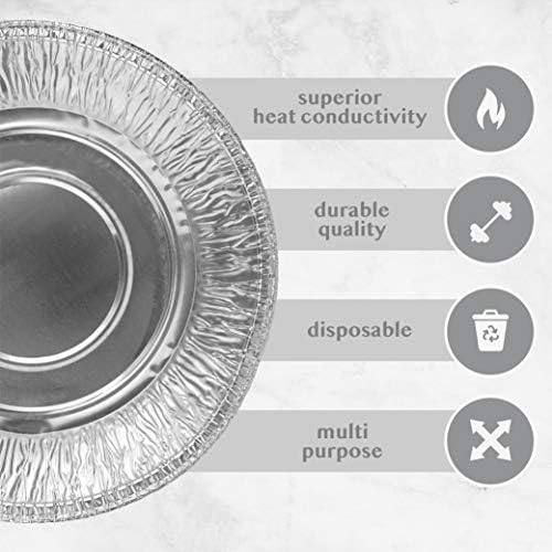 PLASTICPRO 10'' Inch Round Deep Tin Foil Pans Disposable Aluminum, Freezer & Oven Safe - For Baking, Cooking, Storage, Roasting, & Reheating, Pack of 20