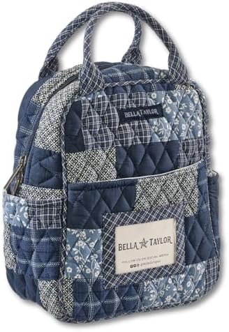 Bella Taylor Lunch Tote, Quilted Lunch Bag, Heritage Blue Patch
