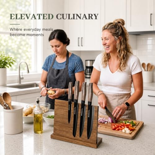 Astercook Knife Set, 13-Piece Kitchen Knives Set with 6 Blade Guards, Black Anti-Rust & Non-Stick Coating, Dishwasher Safe Stainless Steel Knives, Ergonomic Handle, Perfect for Holiday Gifts