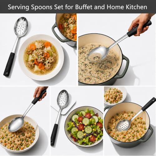 Buffet Serving Utensils Set, 9-Piece with Serving Spoons & Tongs