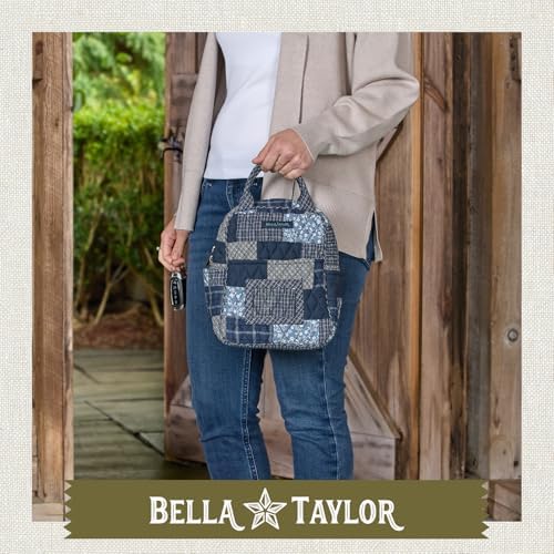 Bella Taylor Lunch Tote, Quilted Lunch Bag, Heritage Blue Patch