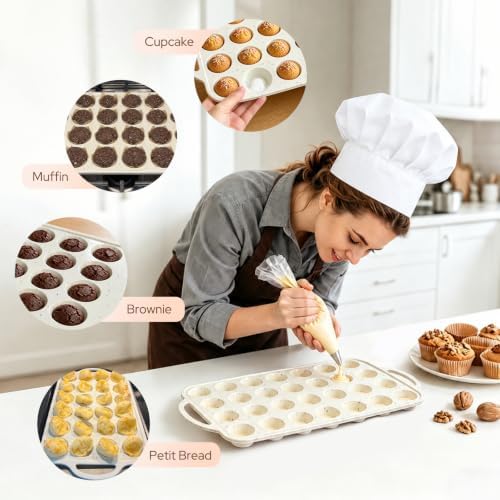 2 Pack Silicone Muffin Pans, 24 Cup Cupcake Pan with Metal Reinforced Frame
