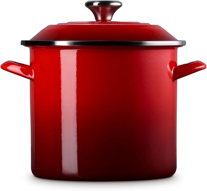 Le Creuset Enamel on Steel Traditional Stockpot, 8 qt., Cerise with Stainless Steel Knob