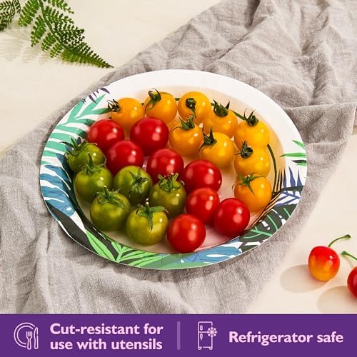 Disposable Paper Plates 8.5 Inch 300 Count, Leaf Pattern