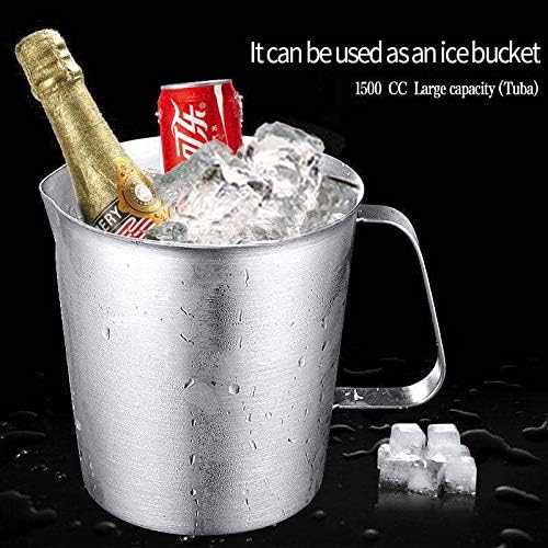 48Oz/6Cup Stainless Steel Pitcher (SUS304), 1.50 Liter Metal Container for Water, Milk, Liquid with Handle with Engraved Markings, Silver