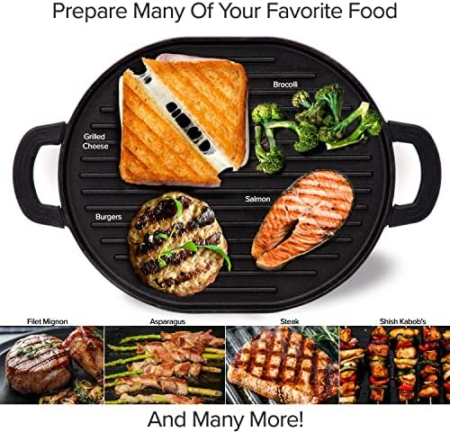 Nuwave Cast Iron Grill Pan, 12.4" x 10.2", Pre-Seasoned, Induction-Ready
