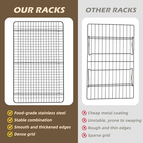 Pleafind 3 PCS Stackable Cooling Rack -16 x 10 Inch Heavy Duty Stainless Steel Baking Racks, Cooling Racks for Cooking and Baking, Ideal for Roasting, and Drying, Oven and Dishwasher Safe