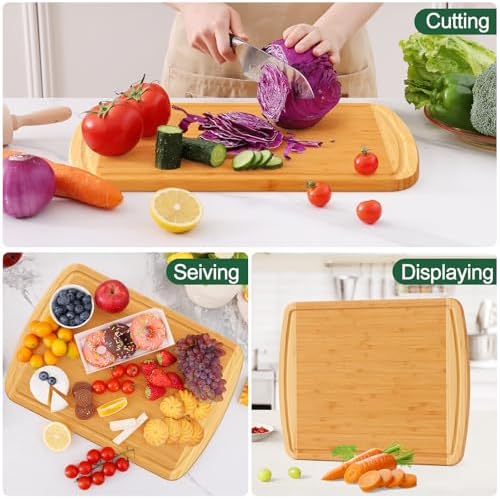 Homaxy Extra Large Bamboo Cutting Boards for Kitchen, 18x12.5", Two-Tone