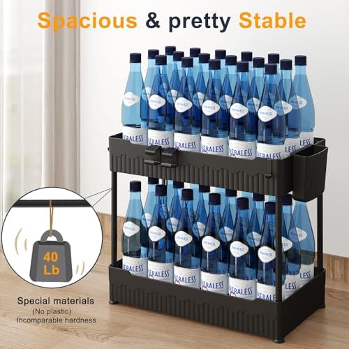 Sevenblue 2-Pack Under Sink Organizer with Hooks & Hanging Cup for Kitchen