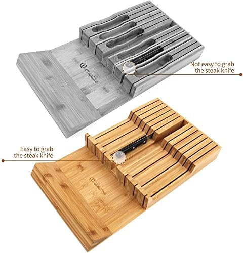 Utoplike In-Drawer Knife Block Bamboo Drawer Organizer, 12 Knives Holder