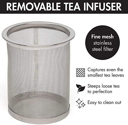 Primula Half Moon Teapot Set with 4 Tea Cups, Removable Stainless Steel Filter and Infuser, Glass Tea Maker, Filter, Dishwasher Safe, 40-Ounce, Tea Gift Set, Tea Set for Service of 4 Adults