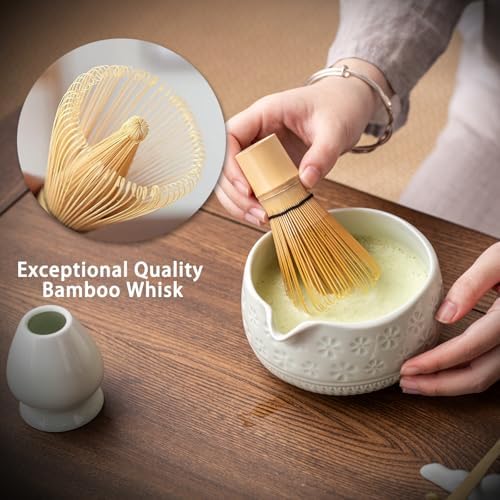 Buucup Matcha Whisk Set, Ceramic Matcha Kit with Bowl & Bamboo Whisk