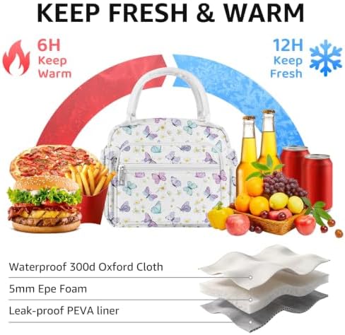 Lunch Bag Women Stylish Quilted Lunch Boxes for Adult Fit and Fresh Cooler Insulated Lunchbox for Work Cute Small 11 Liters Compact Lunchbag Waterproof