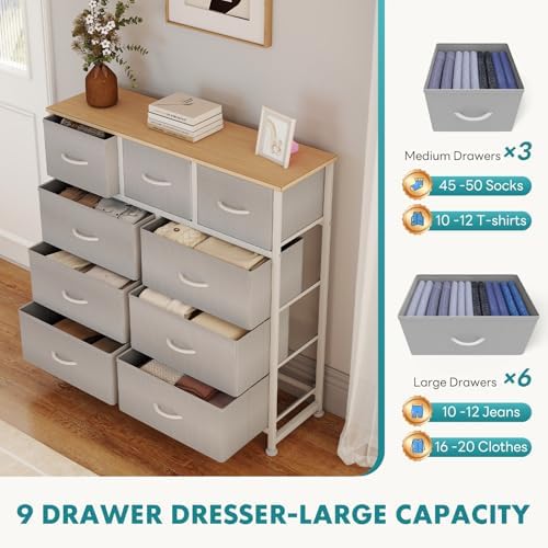 OLIXIS 9 Drawer Tall Dresser for Bedroom, Closet Organizers and Storage