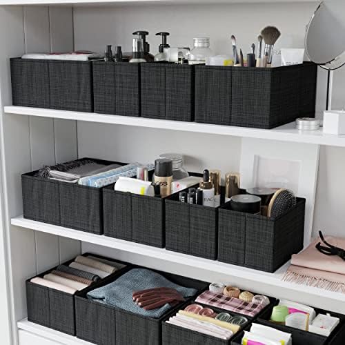 Drawer Organizer Clothes Set of 12 Black - Dresser Organizer For Nursery, Bedroom, Closet - The Perfect Baby Clothes Organizer and Storage & General Nursery Organization or Dresser Drawer Organizers