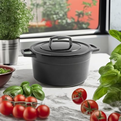 Martha by Martha Stewart 5 QT European Enameled Cast Iron Dutch Oven w/Lid - Obsidian