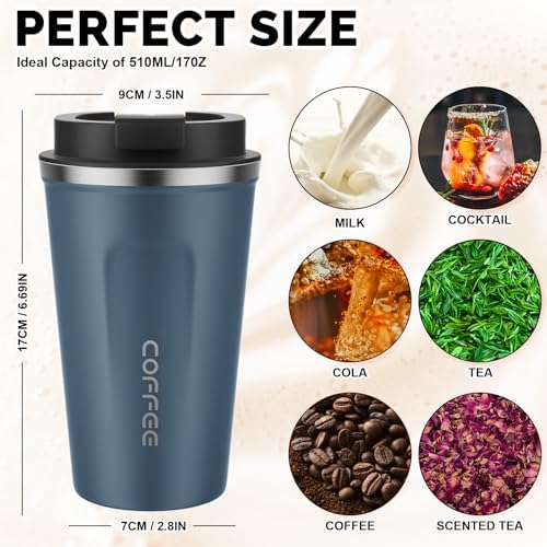MOMSIV 17oz Travel Coffee Mug, Insulated Coffee Cup with Leakproof Lid