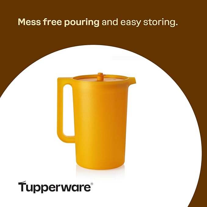 Tupperware Impressions Classic Sheer 1 Gallon Pitcher with Lid in Papaya, Dishwasher Safe and BPA Free, Mess-Free, Reusable Plastic Pitcher with Extra Large Capacity